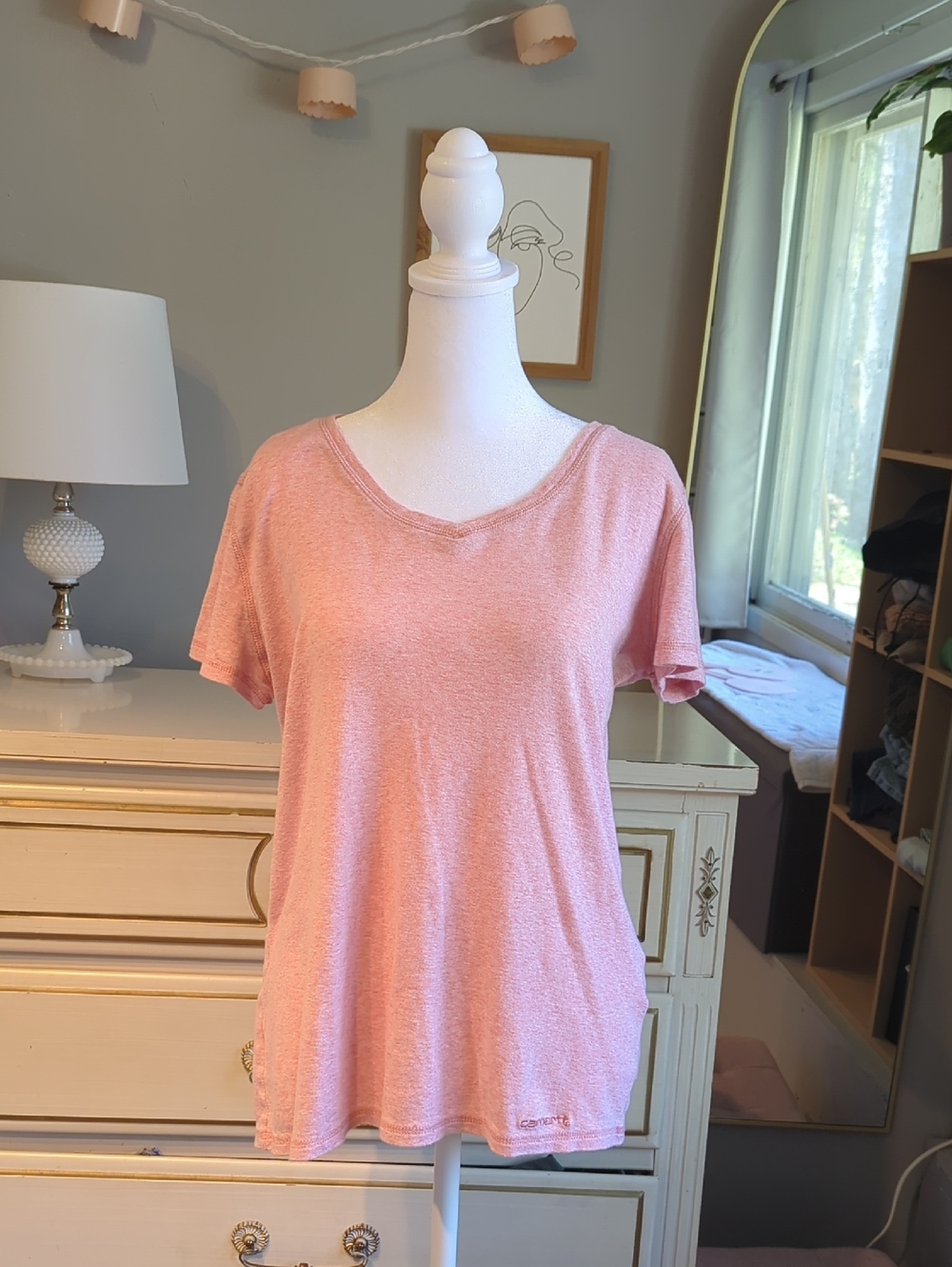 Carhartt Women's Light Pink Short Sleeve V-Neck Tee